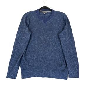 Banana Republic Sweater Mens Medium Blue Tweed Wool Silk Crew Neck Speckled